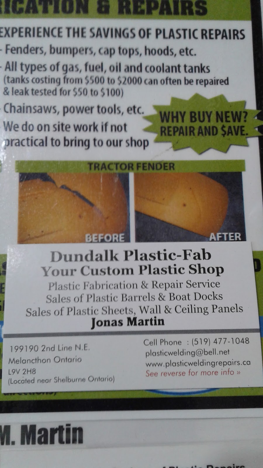 Dundalk Plastics Inc | 199190 2nd N. E, Melancthon, ON L9V 2H8, Canada | Phone: (519) 477-1048