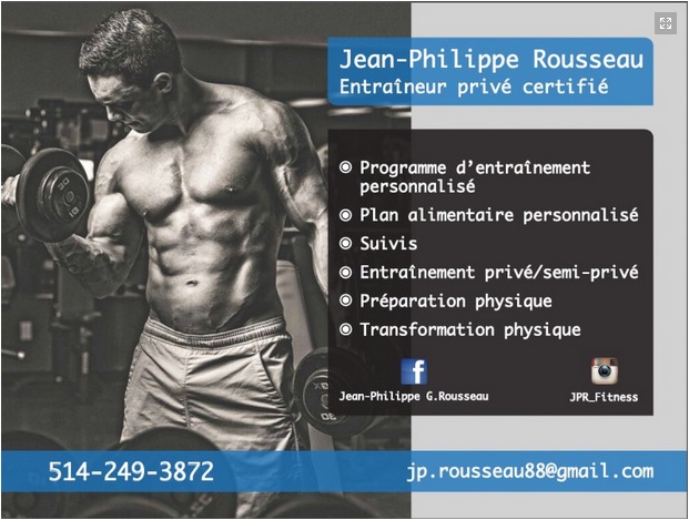 Entraîneur Privé Jean-Philippe Rousseau | 2600 Boulevard Ford, Châteauguay, QC J6J 4Z2, Canada | Phone: (514) 249-3872