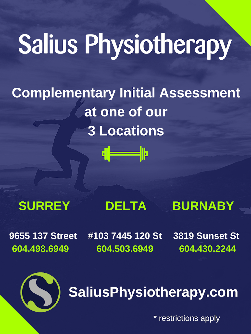 Salius Physiotherapy & Osteopathy | 102 - 7445 120 St, Delta, BC V4C 0B3, Canada | Phone: (604) 503-6949