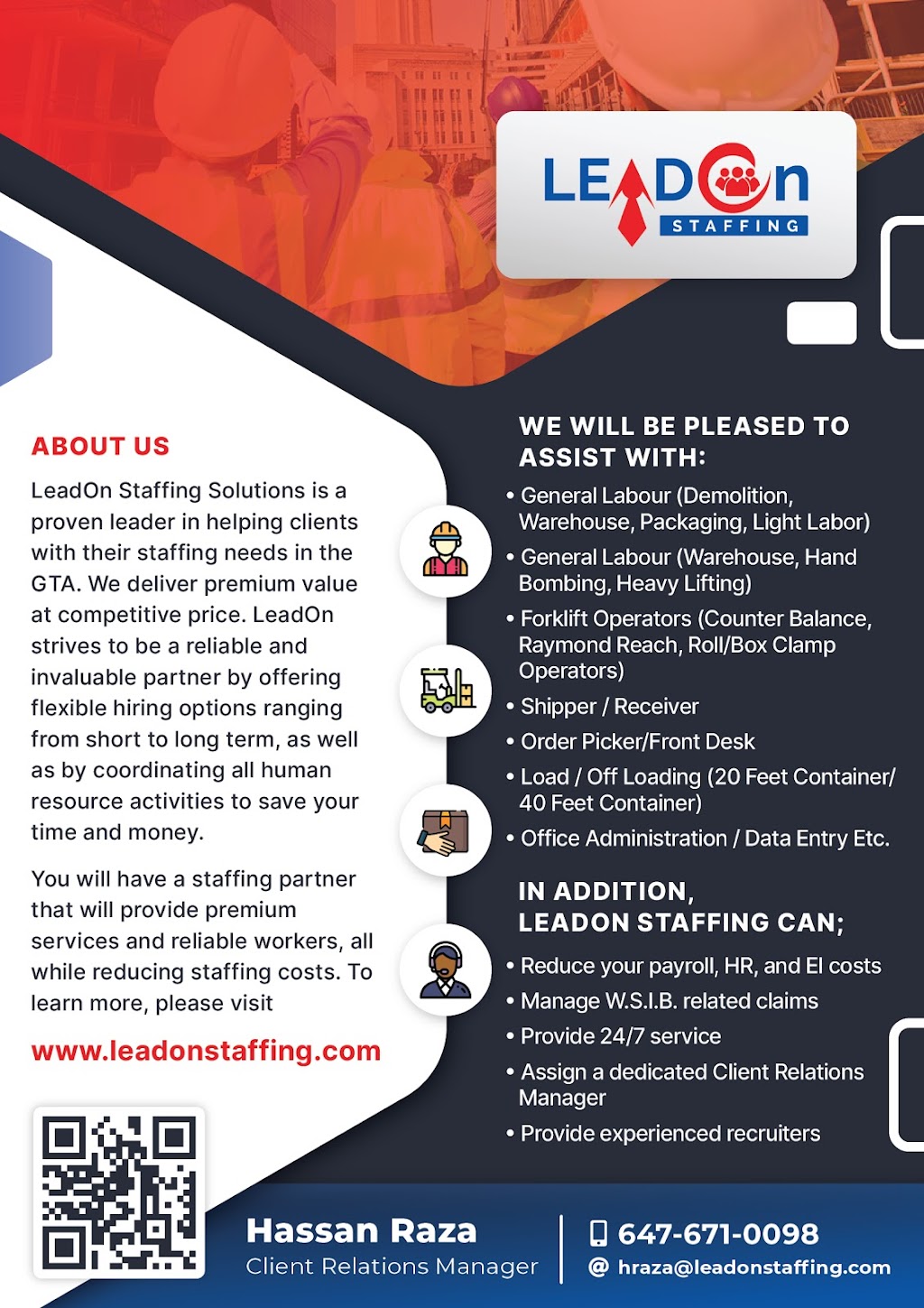 LeadOn Staffing | 2649 Islington Ave, Etobicoke, ON M9V 2X6, Canada | Phone: (647) 671-4124