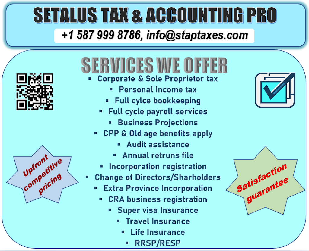 Setalus Tax and Accounting Pro. | 13 Magnolia Terr SE, Calgary, AB T3M 2X3, Canada | Phone: (587) 999-8786