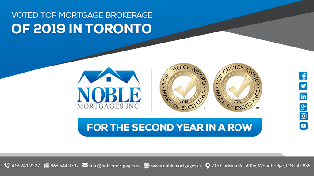 Noble Mortgages | 216 Chrislea Rd Unit 101, Woodbridge, ON L4L 8S5, Canada | Phone: (416) 241-2227