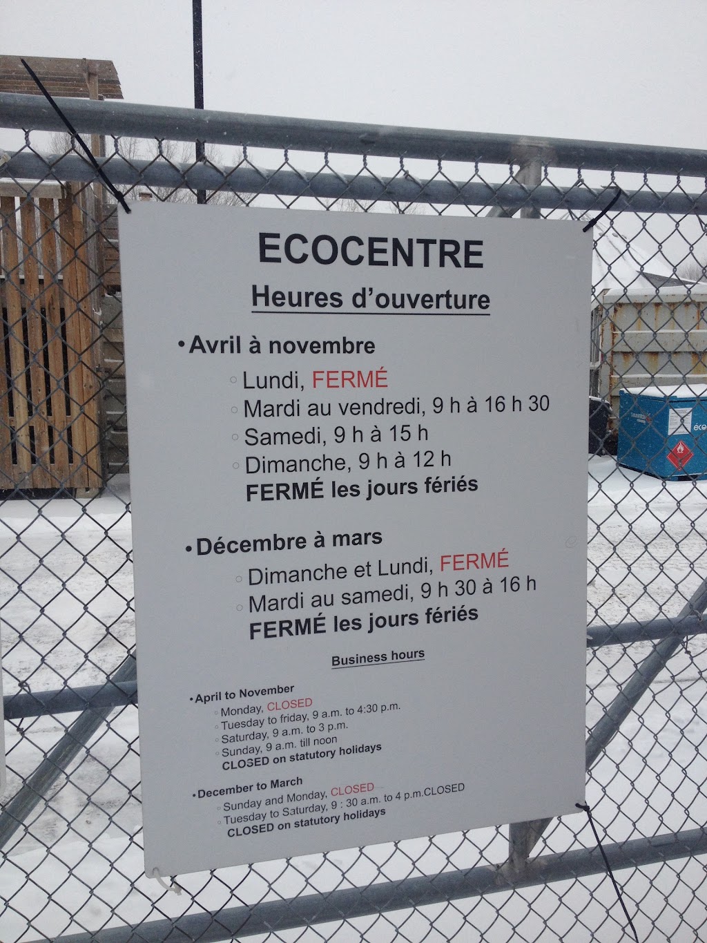 Écocentre Rosemère | 190 Rue Charbonneau, Rosemère, QC J7A 1L1, Canada | Phone: (450) 621-3500 ext. 3317