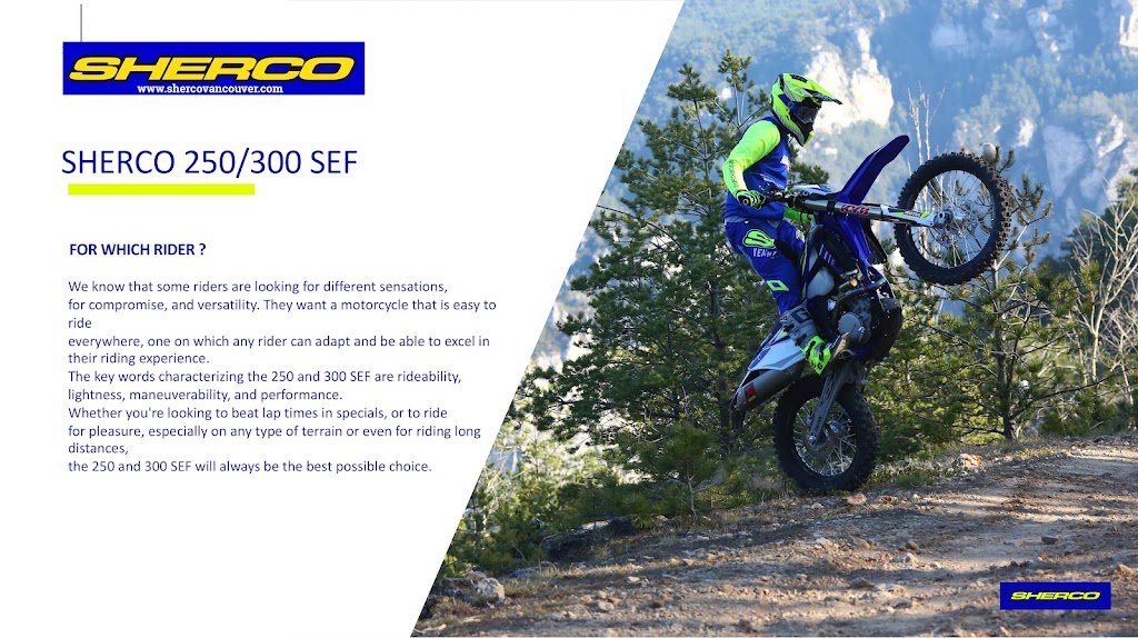 Sherco Vancouver | 3766 E 1st Ave, Burnaby, BC V5C 3V9, Canada | Phone: (604) 293-1022