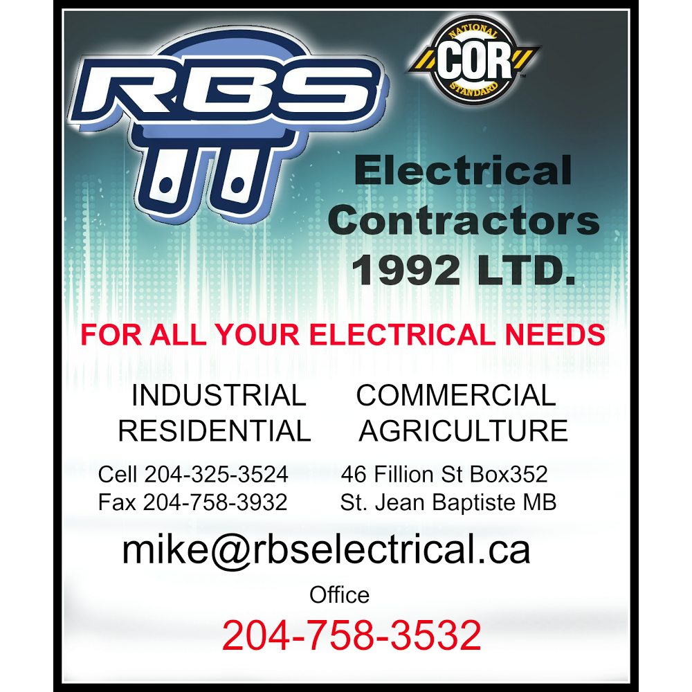 RBS Electrical Contractors (1992) LTD | 46 Rue Fillion, St. Jean Baptiste, MB R0G 2B0, Canada | Phone: (204) 758-3532