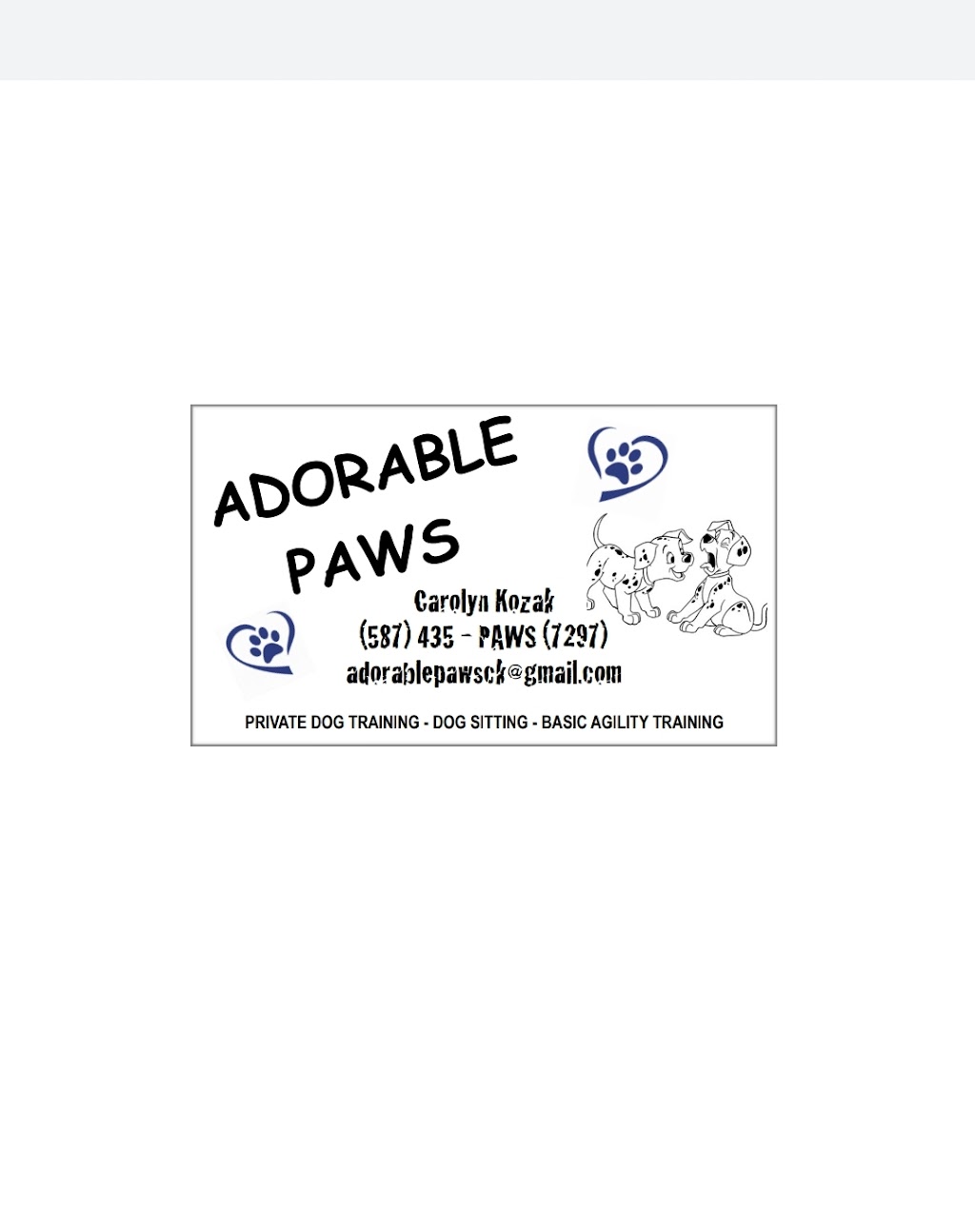 Adorable Paws | 38 Bridleridge Gardens SW, Calgary, AB T2Y 4L3, Canada | Phone: (587) 435-7297