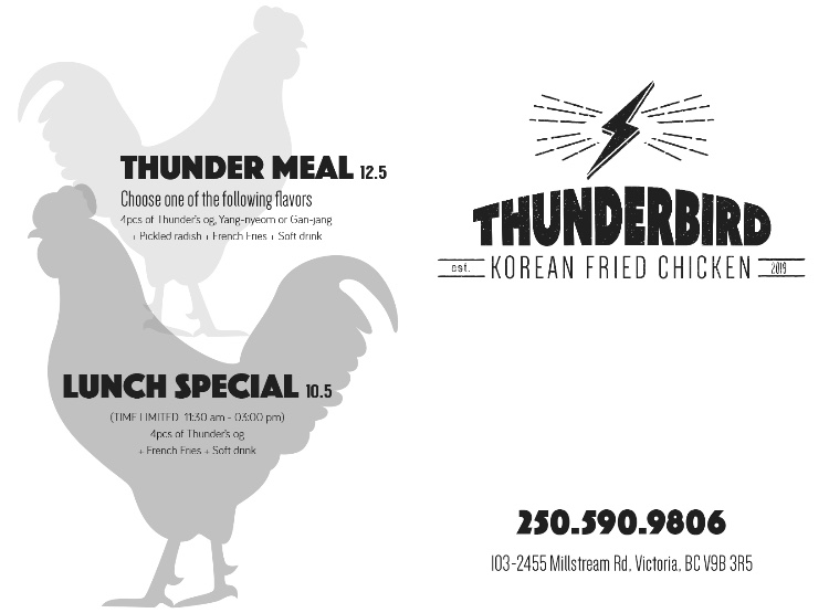 Thunderbird Korean Fried Chicken in Langford | 2455 Millstream Rd #103, Victoria, BC V9B 3R5, Canada | Phone: (250) 590-9806