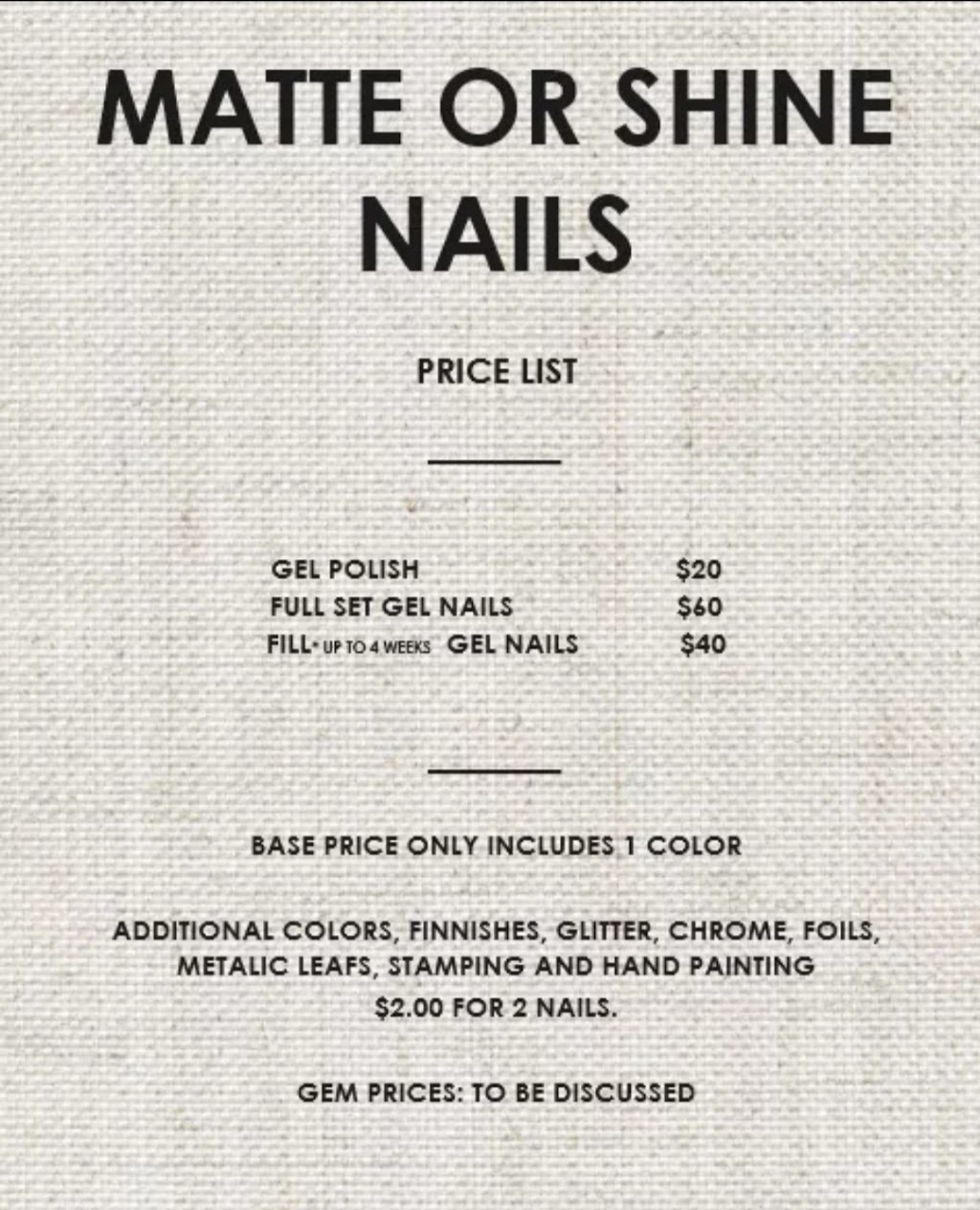 Matte or Shine Nails | 6 30 St E, Prince Albert, SK S6V 1Y9, Canada | Phone: (306) 980-2357