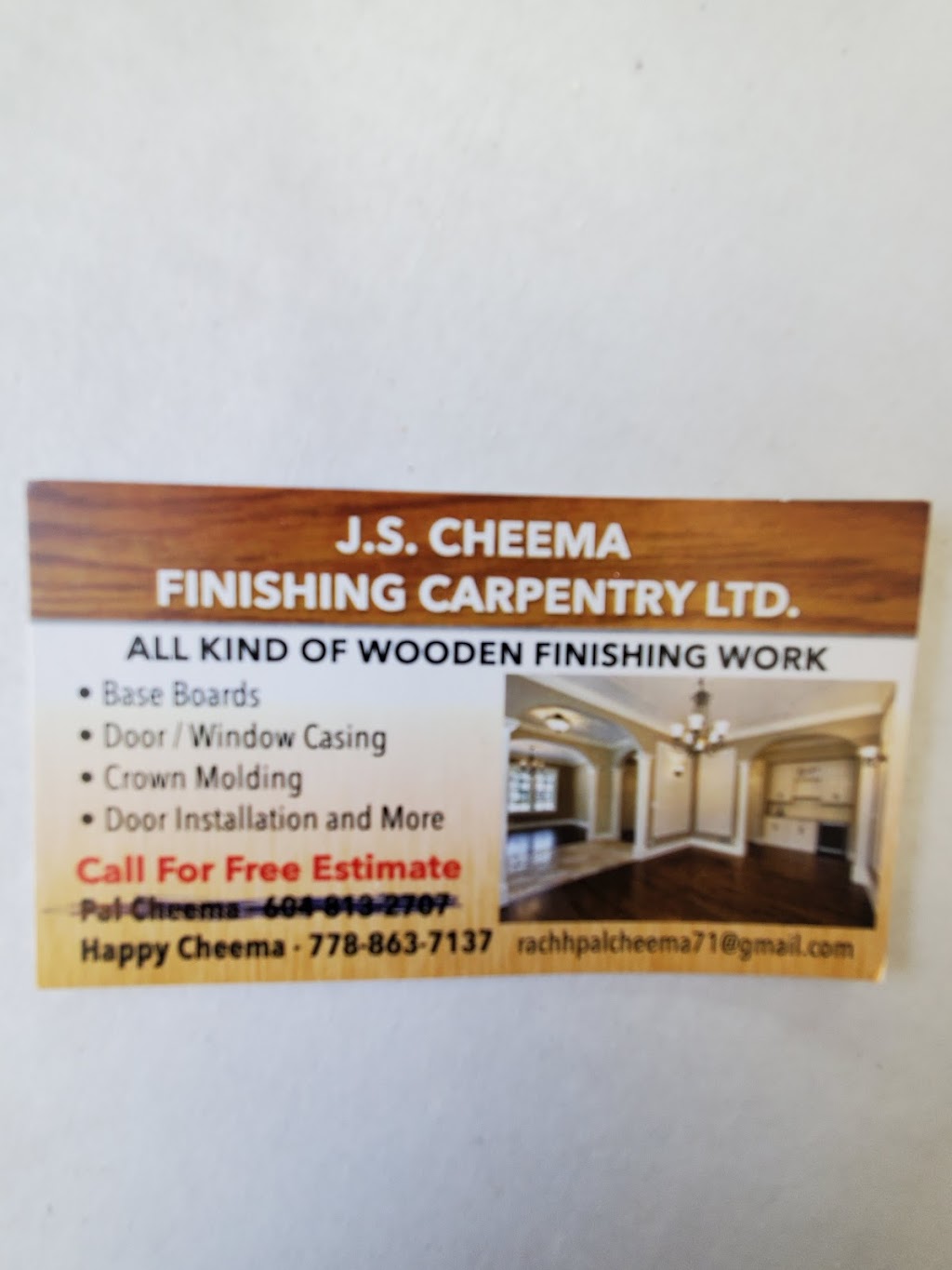 J.S. Cheema Finishing Carpentry Ltd | 8938 147a St, Surrey, BC V3R 7Z8, Canada | Phone: (778) 863-7137