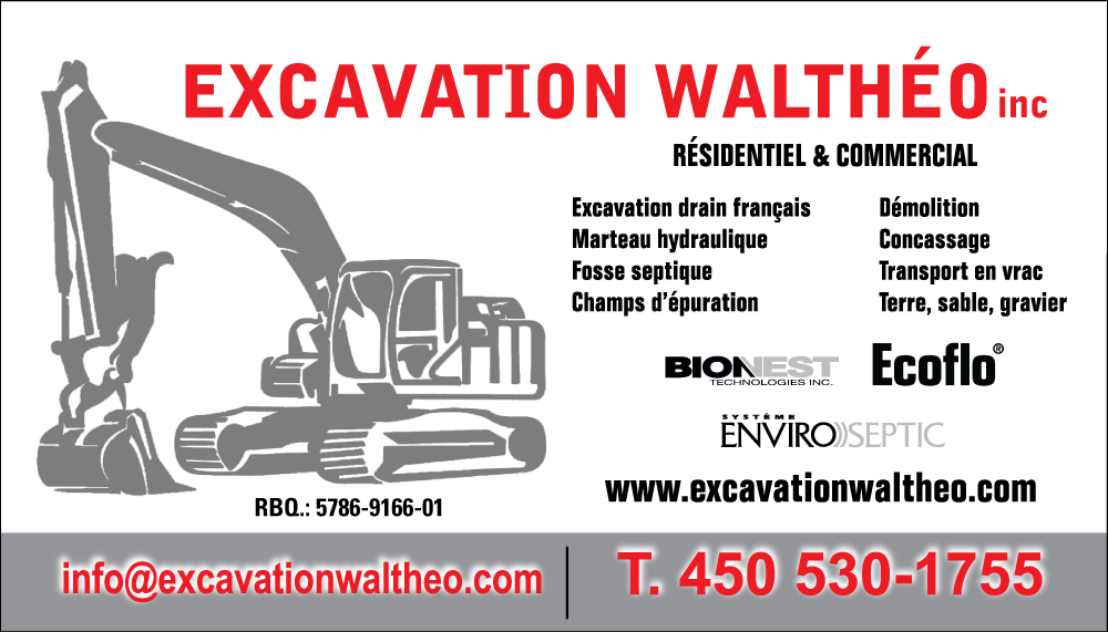 Excavation Walthéo inc. | 54 Rue du Joli Bois, Sainte-Marguerite-du-Lac-Masson, QC J0T 1L0, Canada | Phone: (450) 530-1755