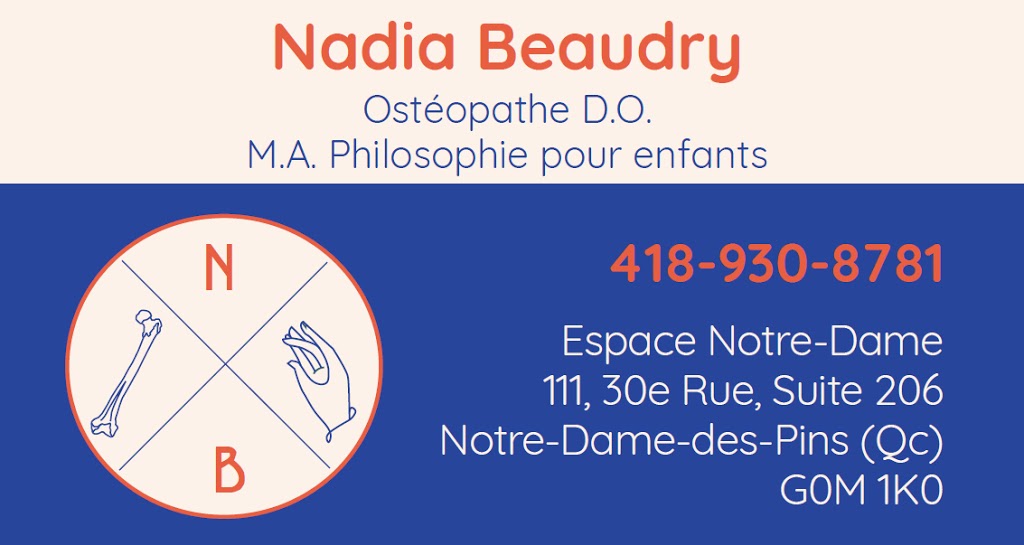 Ostéopathie Nadia Beaudry, D.O. | 111 30e Rue Suite 206, Notre-Dame-des-Pins, QC G0M 1K0, Canada | Phone: (418) 930-8781