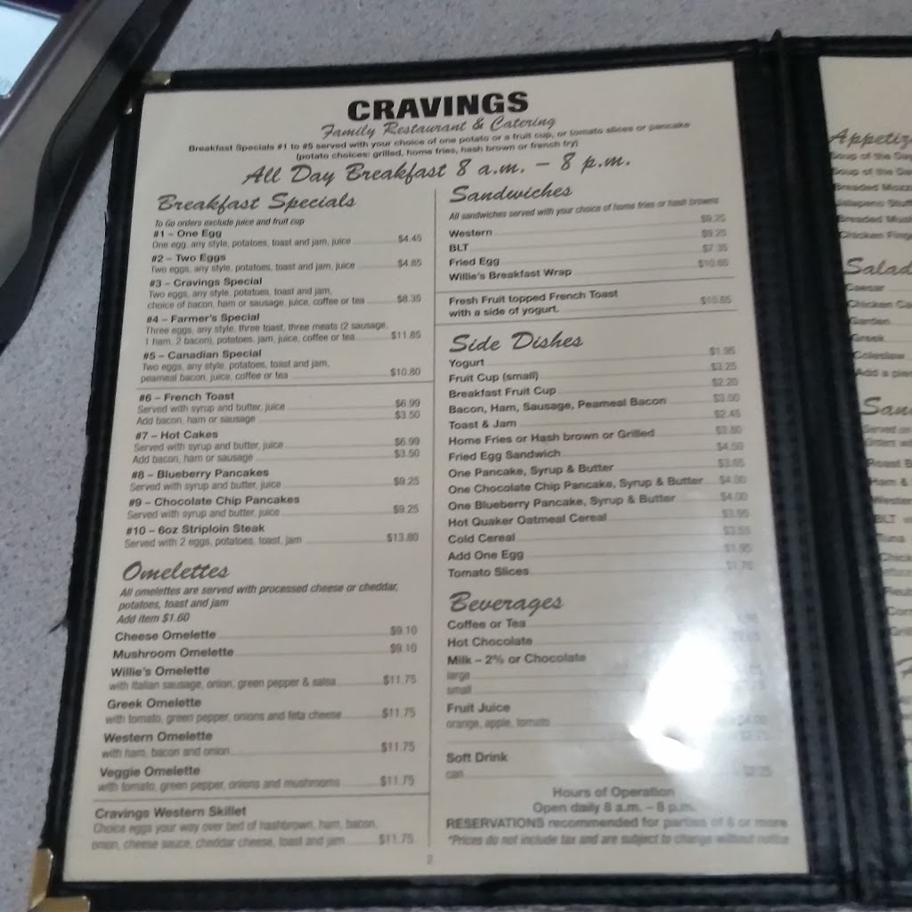 Cravings Restaurant | 51117 Ron McNeil Line, Springfield, ON N0L 2J0, Canada | Phone: (519) 765-2530