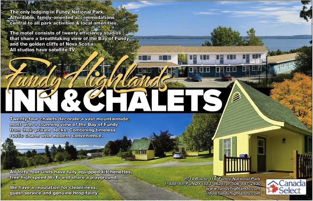 Fundy Highlands Motel & Chalets | 8714 NB-114, Fundy National Park, NB E4H 4V3, Canada | Phone: (506) 887-2930