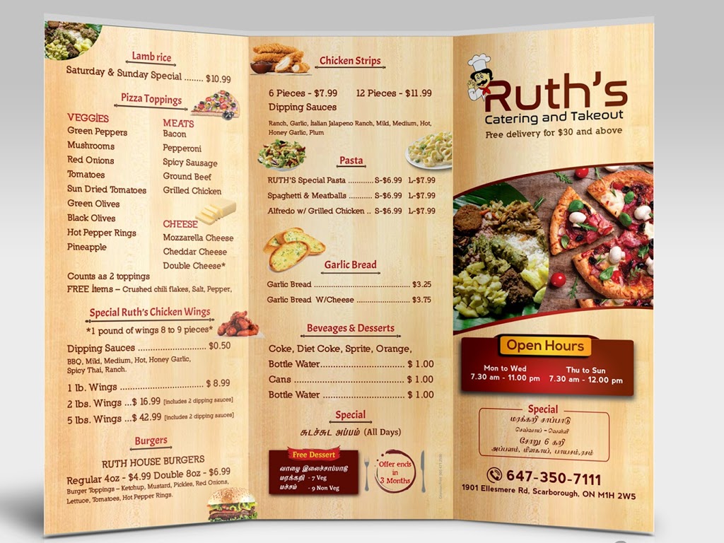 Ruths Catering & Takeout | 1901 Ellesmere Rd, Scarborough, ON M1H 2W5, Canada | Phone: (647) 350-7111