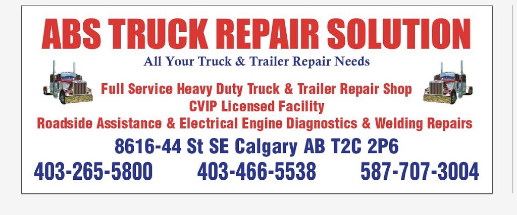 ABS Truck Repair Solutions Ltd | 8616 44 St SE, Calgary, AB T2C 2P6, Canada | Phone: (403) 265-5800