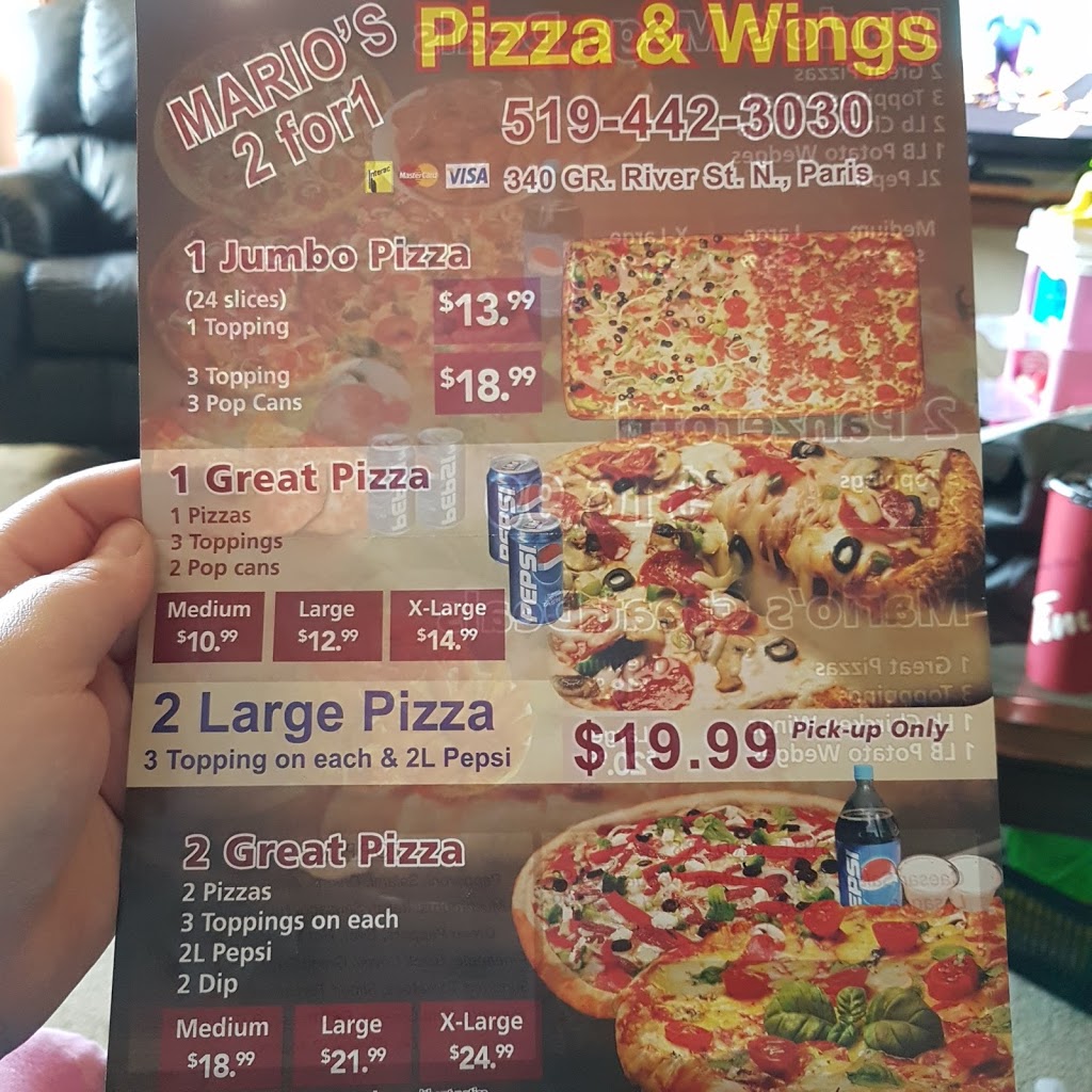 Mario`s Pizza | 340 Grand River St N, Paris, ON N3L 3R7, Canada | Phone: (519) 442-3030