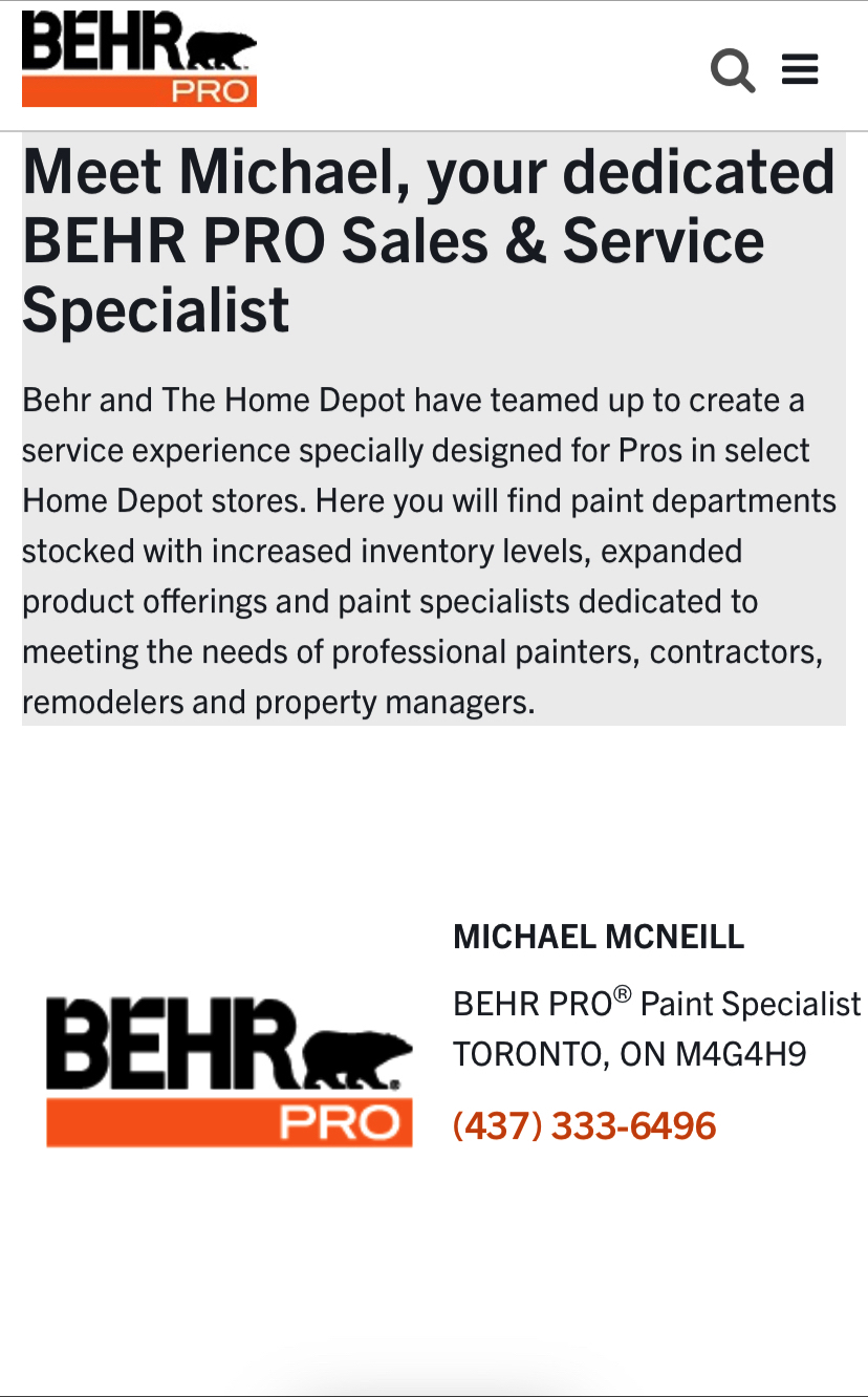 Behr Pro Paint Specialist | 101 Wicksteed Ave, East York, ON M4G 4H9, Canada | Phone: (437) 333-6496