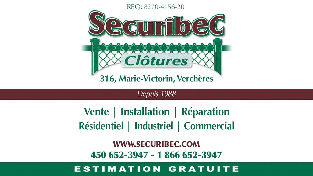 Clôtures Sécuribec Inc | 316 Rte Marie-Victorin, Verchères, QC J0L 2R0, Canada | Phone: (450) 652-3947