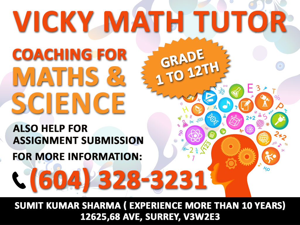 Vicky Math Tutor | 12625 68 Ave, Surrey, BC V3W 2E3, Canada | Phone: (604) 328-3231