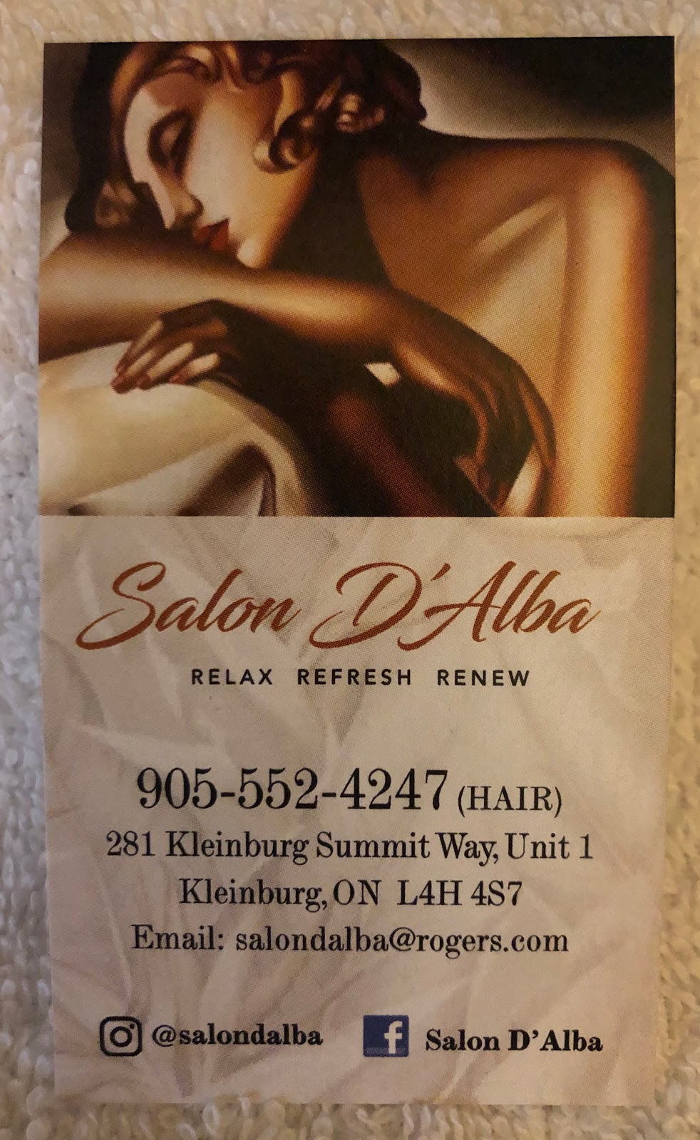 Salon DAlba | 281 Kleinburg Summit Way Unit #1, Kleinburg, ON L4H 4S7, Canada | Phone: (905) 552-4247