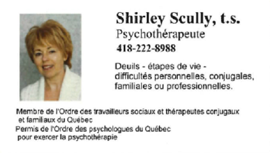 Shirley Scully T.S. Psychothérapeute | 12425 1re Rue, Saint-Georges, QC G5Y 2E3, Canada | Phone: (418) 222-8988