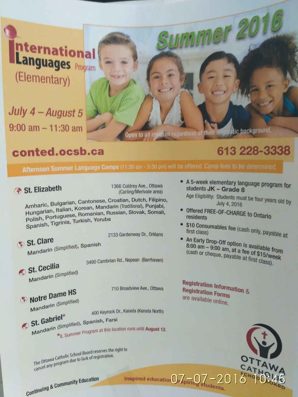 International Languages Program | 1366 Coldrey Ave, Ottawa, ON K1Z 7P5, Canada | Phone: (613) 228-3338