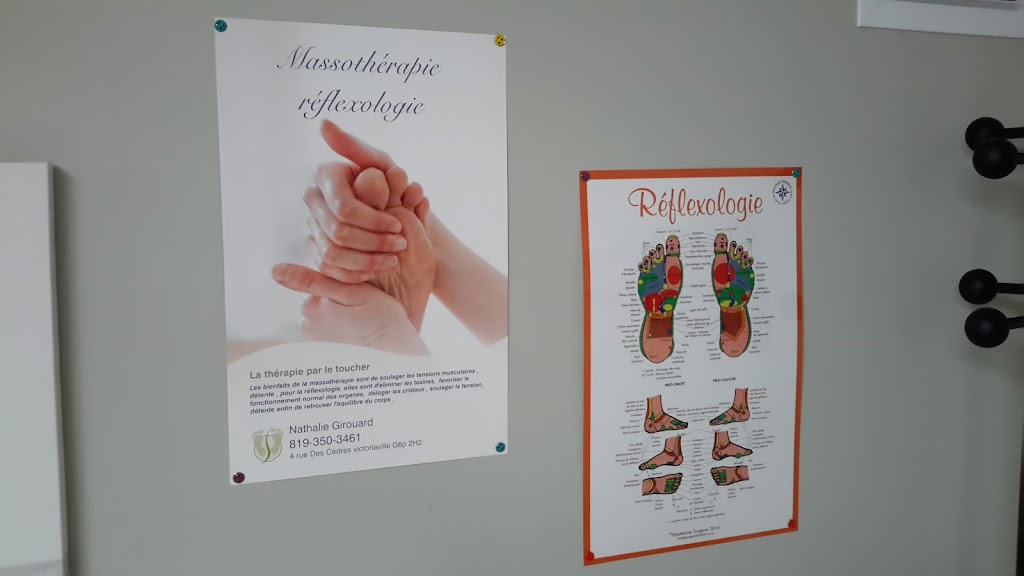 Masso-kinésithérapie, réflexologie Nathalie Girouard | 4 Des, Rue des Cèdres, Victoriaville, QC G6P 2H2, Canada | Phone: (819) 350-3461