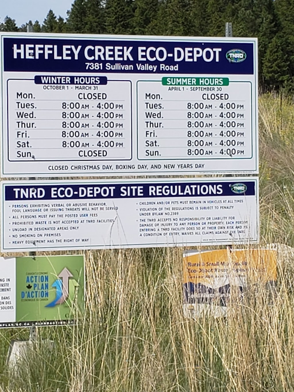 Heffley Creek Eco-Depot | Sullivan Valley Rd, Thompson-Nicola P, BC V0E 1Z0, Canada | Phone: (250) 377-8673