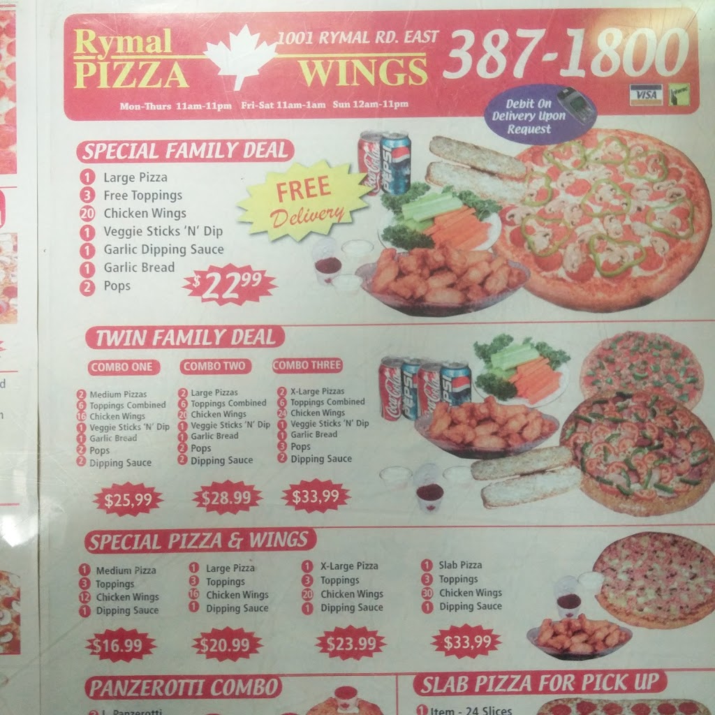 Rymal Pizza-Wings | 1001 Rymal Rd E, Hamilton, ON L8W 3M2, Canada | Phone: (905) 387-1800