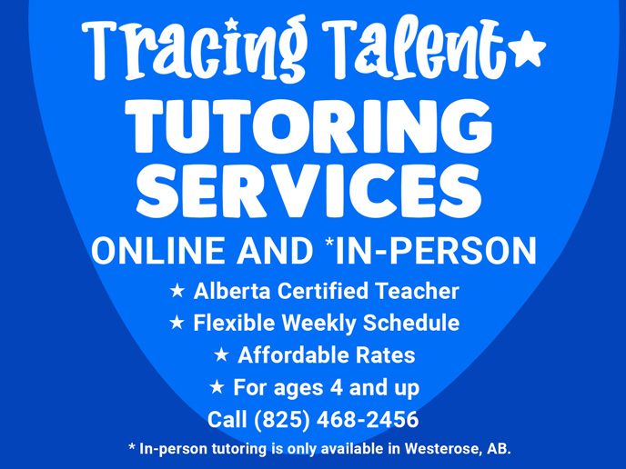 Tracing Talent Tutor Service | RR #1 Site 5, Westerose, AB T0C 2V0, Canada | Phone: (825) 468-2456