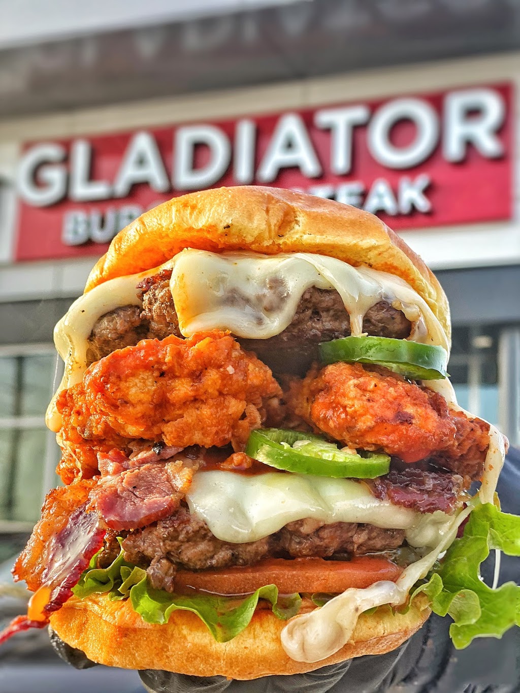 Gladiator Burger & Steak | 16 Lisa St, Brampton, ON L6T 5R2, Canada | Phone: (905) 216-0666