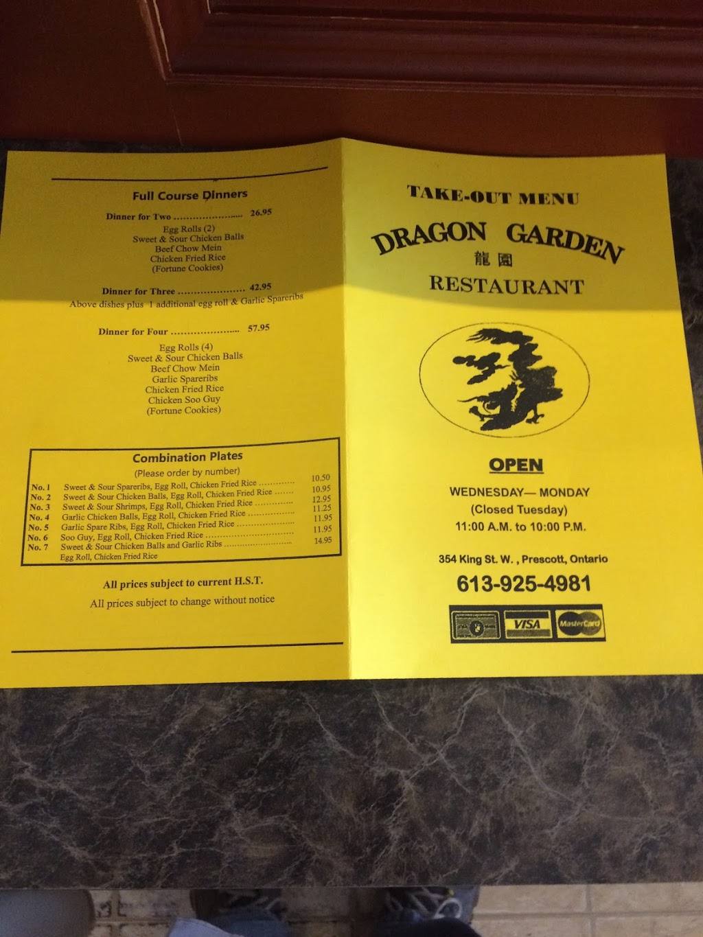Dragon Garden | 354 King St W, Prescott, ON K0E 1T0, Canada | Phone: (613) 925-4981