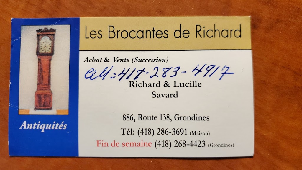 Les Brocantes de Richard | 886 Chemin du Roy, Grondines, QC G0A 1W0, Canada | Phone: (418) 283-4917