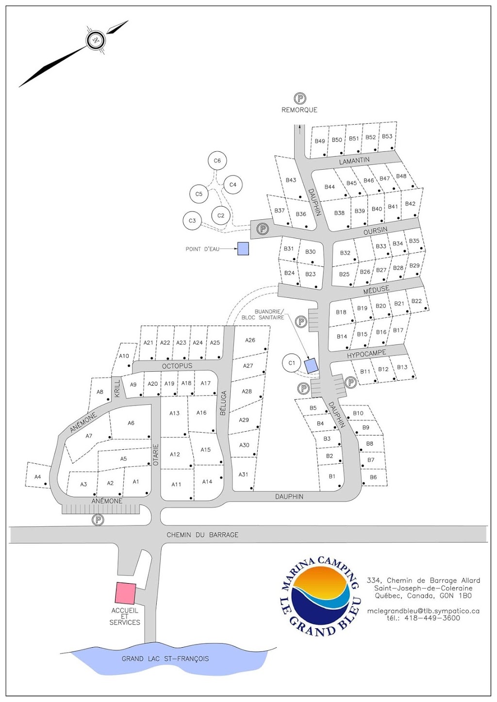 Marina Camping Le Grand Bleu | 334 Ch du Barrage, Saint-Joseph-de-Coleraine, QC G0N 1B0, Canada | Phone: (418) 449-3600