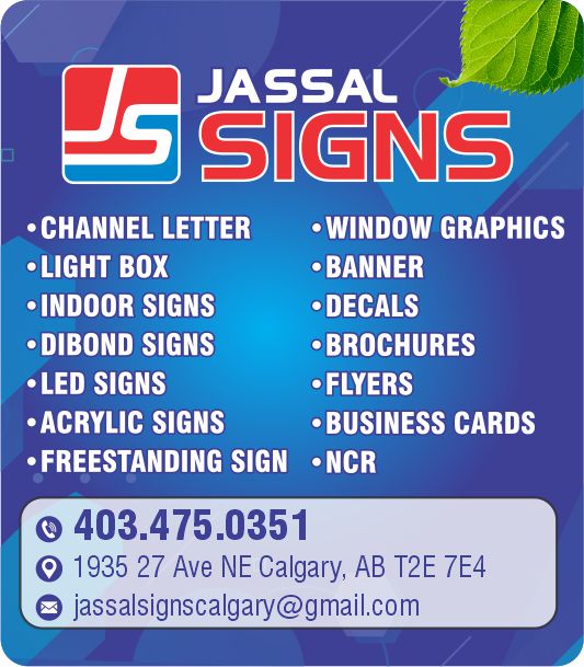 JASSAL SIGNS | 1935 27 Ave NE #5, Calgary, AB T2E 7E4, Canada | Phone: (403) 401-3051