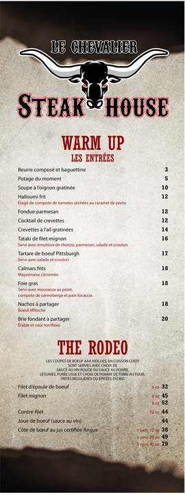 Steak House Le Chevalier | 1040 8e Rue E, La Guadeloupe, QC G0M 1G0, Canada | Phone: (418) 459-6560