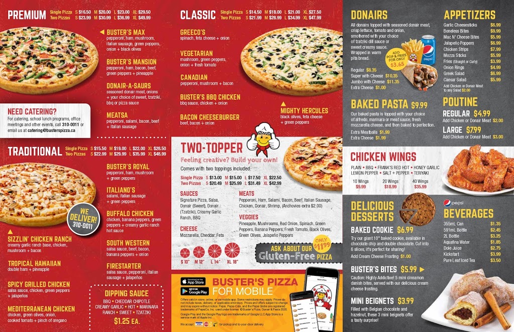 Busters Pizza, Donair & Pasta | 3610 Carrington Rd Unit 115, Westbank, BC V4T 3K7, Canada | Phone: (778) 754-7540