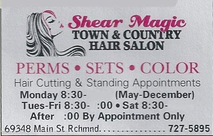 Shear Magic Town & Country Hair Salon | 69348 Main St, Richmond, MI 48062, USA | Phone: (586) 727-5895