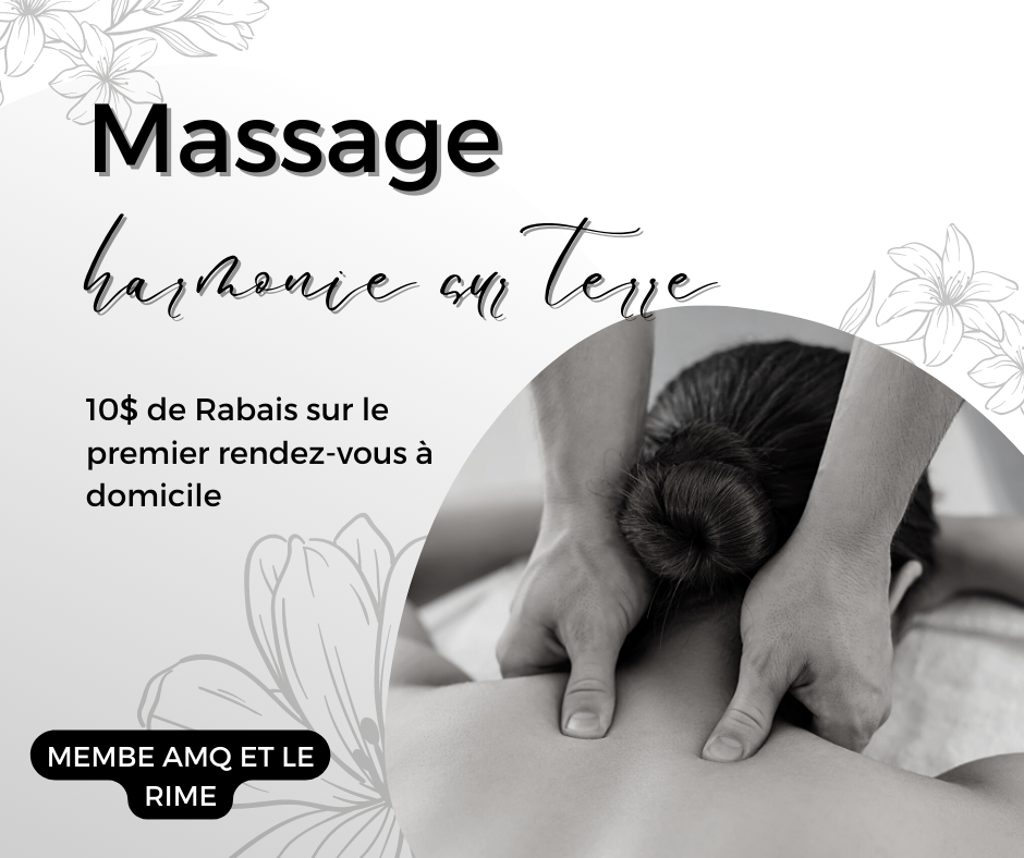 Massage Harmonie sur Terre | 6 Chem. des Rives, Brownsburg, QC J8G 2M8, Canada | Phone: (514) 772-8667