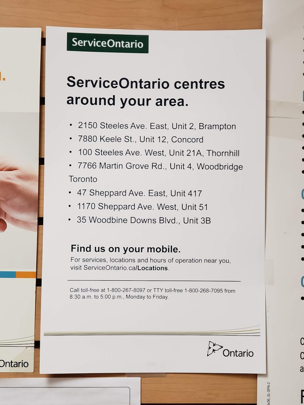 ServiceOntario | 7766 Martin Grove Rd Unit 4, Woodbridge, ON L4L 2S6, Canada | Phone: (905) 851-0777