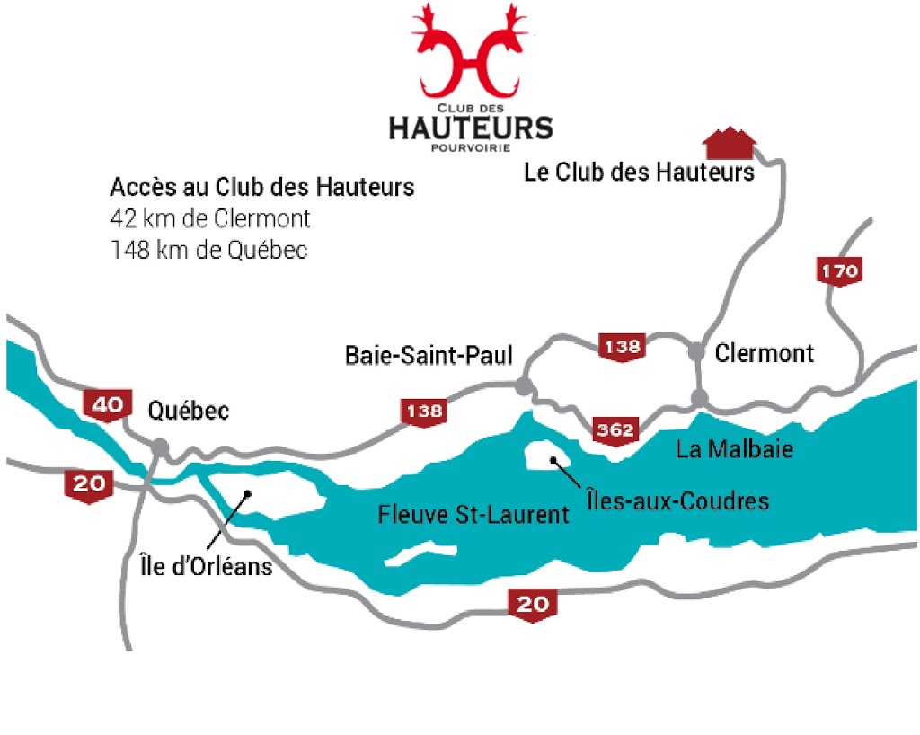 Pourvoirie Club Des Hauteurs Charlevoix (pêche et chasse) | 176 Boulevard Notre Dame, Clermont, QC G4A 1G1, Canada | Phone: (418) 948-5374