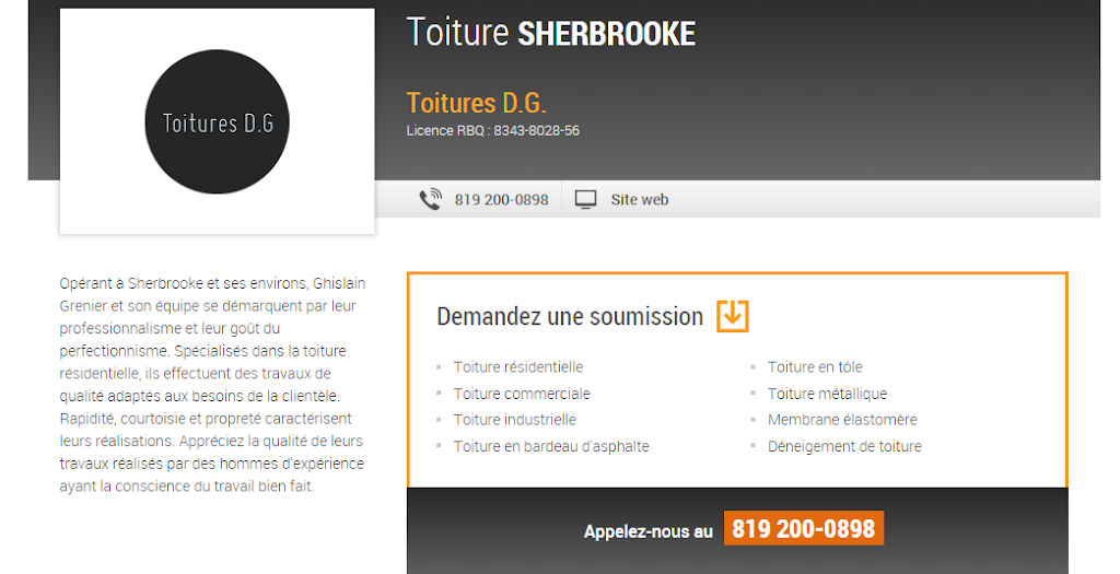 Toitures D G Enr | 96 Rue Eymard, Sherbrooke, QC J1E 1V7, Canada | Phone: (819) 829-3889