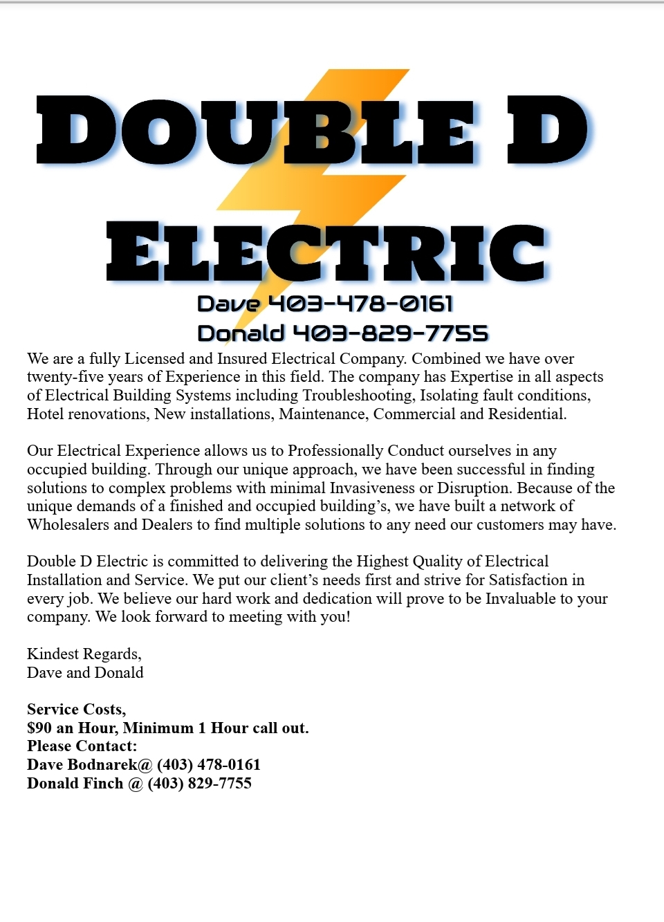 Double D Electric | 156 Maple Way SE, Airdrie, AB T4A 1W2, Canada | Phone: (403) 478-0161