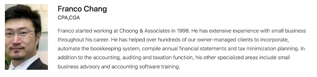 Chan Choong & Chang CPA Professional Corporation | 7676 Woodbine Ave #120, Markham, ON L3R 2N2, Canada | Phone: (905) 943-7288