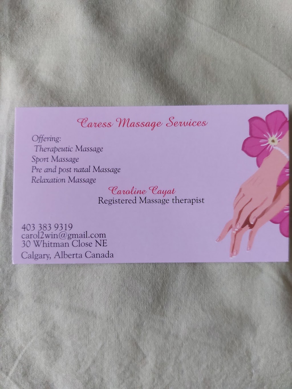 Caress Massage services | 30 Whitman Close NE, Calgary, AB T1Y 4H4, Canada | Phone: (403) 383-9319