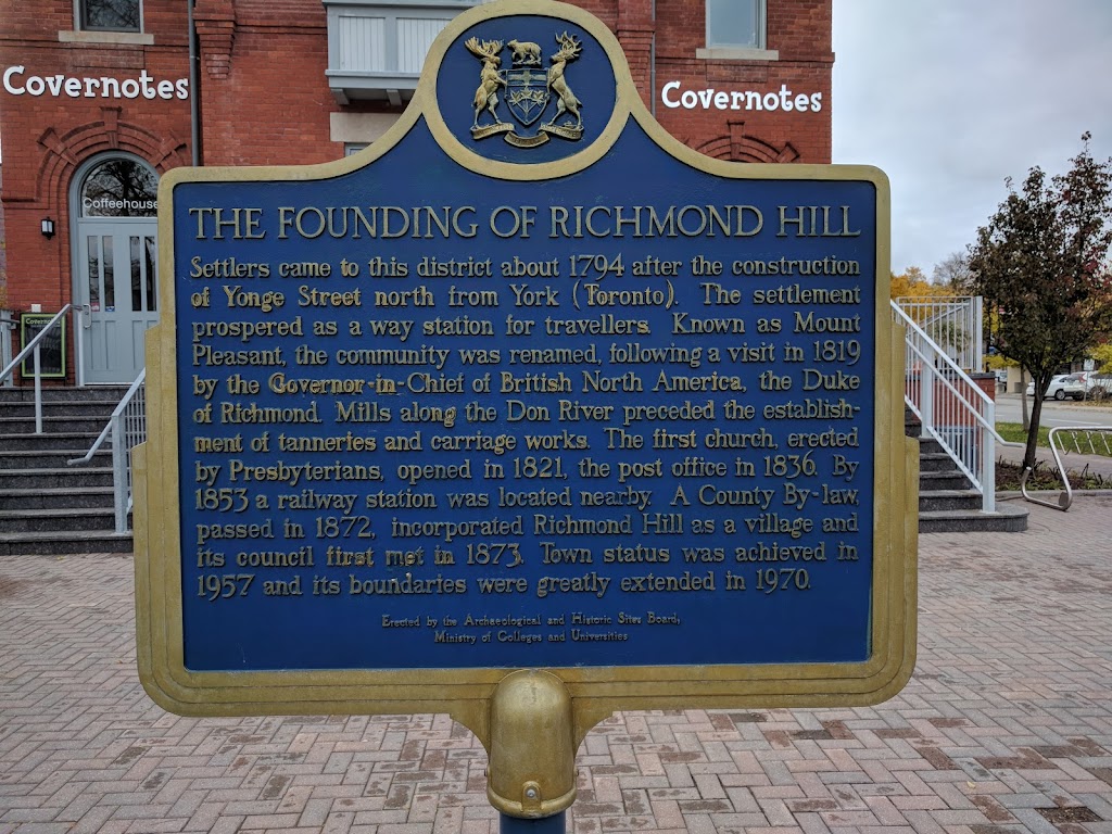 The Founding of Richmond Hill Historical Plaque | 10268 Yonge St, Richmond Hill, ON L4C 3B7, Canada | Phone: (416) 325-5000