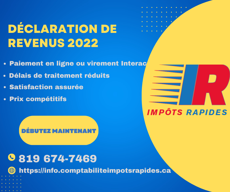Services Comptabilité Impôts Rapides | 3639 Rue Émilienne-Dubé, Sherbrooke, QC J1N 0S1, Canada | Phone: (819) 674-7469