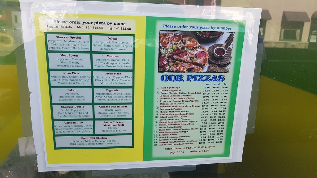 Shuswap Pizza | 721 Shuswap Ave, Chase, BC V0E 1M0, Canada | Phone: (778) 399-0100
