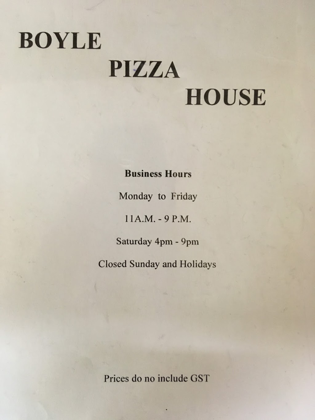 Boyle Pizza House | 5601 Railway Ave, Boyle, AB T0A 0M0, Canada | Phone: (780) 689-4646