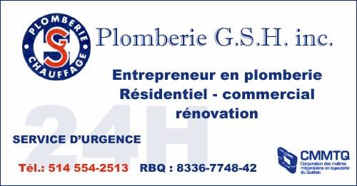 PLOMBERIE GSH INC | 19 Rue des Merisiers, Laval, QC H7A 2X1, Canada | Phone: (514) 554-2513